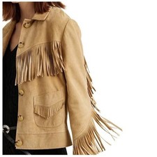 Lauren Ralph Lauren Camel Suede Fringe Western Jacket Size 18W NWT — listing 5