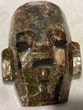 Mexican Mosaic Stone Inlay Aztec/Mayan Funerary Mask on Obsidian Base, listing 4
