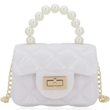 Clear Jelly Quilted Flap Purse with Gold Chain Strap (Boy Bag Style) — listing 4