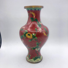 Pair of Chinese Cloisonné Enamel Bud Vases with Floral and Scrollwork Motif — listing 6