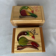 Costa Rican Hand-Painted Ceramic Oval Platter with Keel-Billed Toucans, Green Rim, listing 2