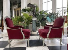 Pair of Louis XV Style Carved Walnut Fauteuils with Caned Backs and Tufted Upholstered Seats — listing 3