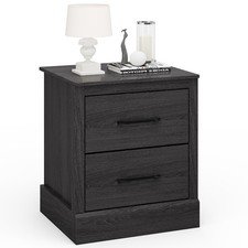 Modern Single-Drawer Nightstand with Open Shelf, Gray Oak Woodgrain Laminate Finish — listing 5