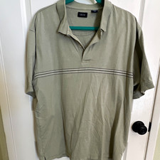 IZOD Yellow Navy Striped Cotton Pique Polo Shirt with Chest Pocket and Crest Logo, Men's XL