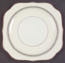 Homer Laughlin Greek Key Pattern Dinner Plate, Gold and Green Meander Border — listing 3