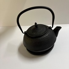 Japanese-Style Cast Iron Hobnail Tetsubin Teapot with Cup, Navy Blue — listing 6
