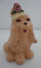 Vintage Cordelia China Hand-Painted Ceramic Cocker Spaniel Figurines with Rose Bonnets, Pair