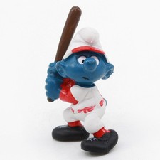 Vintage Smurf Baseball Players Set of 2 - Catcher and Batter PVC Figures — listing 2
