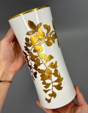Jaeger & Co. Bavaria Porcelain Bud Vase, Teal & White with Gold Floral Decoration — listing 3