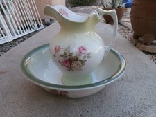 Antique Victorian Floral Transferware Wash Pitcher (Ewer) — listing 4
