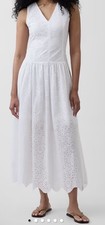Gap White Textured Windowpane Smocked Bodice Maxi Sundress, Size 8 — listing 6