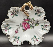 Hand-Painted Floral Footed Vase with Cream Ground and Green Rim — listing 3
