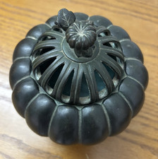 Antique Japanese Bronze Koro Incense Burner with Shishi (Foo Dog) Finial and Gilt Accents