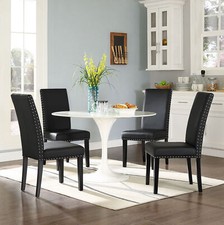 Black Faux Leather Parsons-Style Dining Chair — listing 4