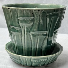 McCoy Pottery Green Faux Bamboo Square Jardiniere / Planter — listing 4