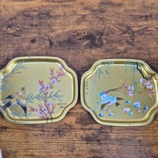Vintage Chinoiserie Snack Set - Oval Plate with Matching Teacup, Brown Floral & Greek Key Pattern — listing 4