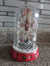 Coca-Cola Anniversary-Style Glass Dome Mantel Clock with Rotating Bottle Pendulum — listing 4