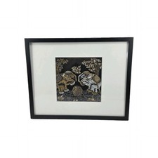Pair of Vintage Thai Silkscreen Prints on Black Silk — Royal Barge & War Elephants — listing 4