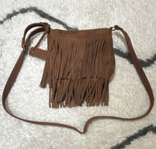 Mossimo Supply Co Faux Leather Fringe Hobo Bag in Tan