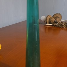 Tall Green Glass Floor Vase with Embossed Scroll Design, Elongated Bottle Neck Form, approx. 36-40 inches — listing 4