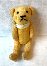 Small Jointed Plush Teddy Bear with Movable Legs and Pink Ribbon Bow, approx 6 inches — listing 5