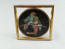 Framed Mid-Century Tropical Birds on Gold Ground Print/Painting with Bamboo Motif Yes - there's a legible signature — listing 4