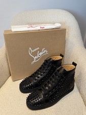 Christian Louboutin Louis Flat High-Top Sneakers, Western Cowboy Motif, Tan Suede & White Leather with Green Trim EU 44 / US 11 — listing 2
