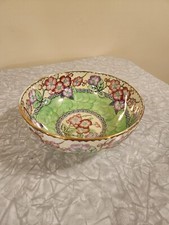 Maling Ware Lustre Footed Bowl with Hand-Painted Columbine & Floral Decoration on Pink Ground — listing 5