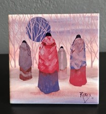 Set of Decorative Ceramic Art Tiles Featuring Native American Portraits by Rorex
