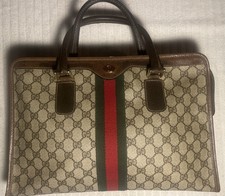 Vintage 1997 Gucci Brown Pigskin Leather Briefcase with Push-Lock and Shoulder Strap, listing 3