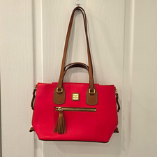 Dooney & Bourke Black Textured Leather Tote Bag with Tan Trim — listing 5