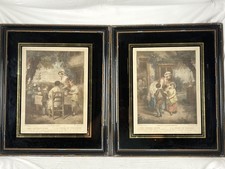 "The School Door" Antique Color Stipple Engraving After Francis Wheatley R.A., Framed — listing 2