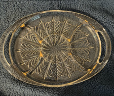 Jeannette Glass Feather Pattern 5-Part Oval Relish Tray with Gold Trim — listing 5