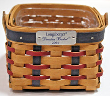 Longaberger Handmade Patriotic Americana Basket with Swing Handles and Pewter Flag Shield Tie-On, Dated 2005 — listing 6