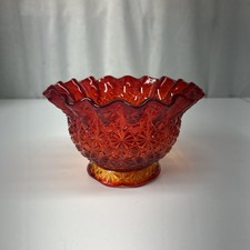 Amberina Pressed Glass Small Square Bowl, Daisy & Button Pattern, 5 inch — listing 6