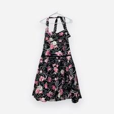 Lapis Floral Backless Halter Dress, Petite Medium — listing 3