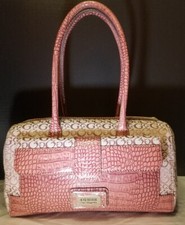 Guess Cream & Grey Croc-Embossed Small Barrel Satchel Bag, listing 6