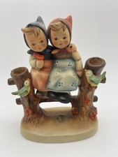 Goebel Hummel #179 Coquettes Figurine — Two Girls on Fence with Birds