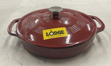 Red Enameled Cast Iron Covered Casserole / Dutch Oven with Loop Handles — listing 3