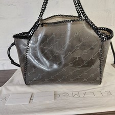 Stella McCartney Falabella Mini Tote Crossbody Bag, Metallic Navy Crackle