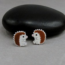 Sterling Silver Figural Hedgehog Stud Earrings, ~1 inch — listing 2