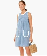 Tuckernuck Chambray Shift Dress with Eyelet Lace Trim, Size M — listing 3
