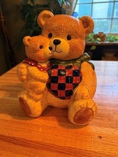 Vintage American Bisque Figural Baby Bear Cookie Jar (2-piece, head lid)