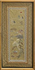 Pair of Antique Chinese Silk Embroidered Landscape Panels in Ebonized & Gilt Frames — listing 6