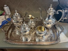Vintage Silverplate 5-Piece Tea & Coffee Service with Oval Gallery Tray — listing 6