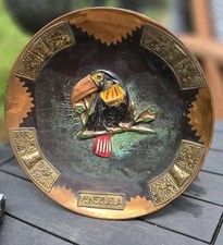 Vintage Venezuela Copper & Brass Souvenir Wall Plate with Maracas Motif — listing 6