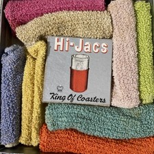 Vintage Hi-Jacs Terry Cloth Coasters, Complete Boxed Set with Original Lid — listing 3
