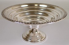 Vintage Weighted Sterling Silver Pedestal Compote / Candy Dish with Gadroon and Pierced Reticulated Rim — listing 5