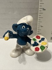 Vintage Artist Smurf PVC Figurine with Paint Palette and Brush