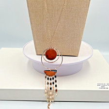 Vintage Gold-Tone Geometric Link Chain Tassel Necklace — listing 2